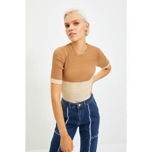 Trendyol Camel Color Block Knitwear Sweater