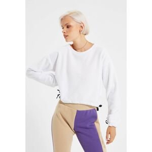 Trendyol White Lace Detailed Basic Knitted Sweatshirt