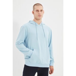 Trendyol Blue Men Regular Fit Hoodie Sweatshirt