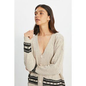 Trendyol Stone Knit Detailed Knitwear Cardigan