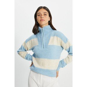 Trendyol Blue Zippered Knitwear Sweater
