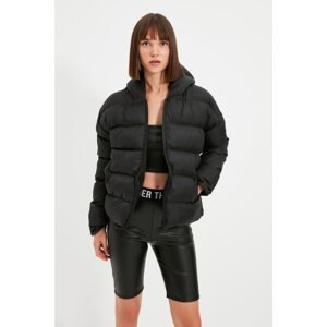 Trendyol Black Oversize Hooded Inflatable Coat