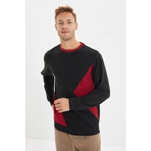 Trendyol Black Men's Regular Fit Long Sleeve Crew Neck Paneled Sweatshirt