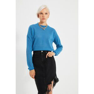 Trendyol Blue Crew Neck Knitwear Sweater