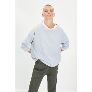 Trendyol Gray Raglan Sleeve Oversize Knitted Sweatshirt