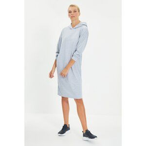 Trendyol Gray Hooded Midi Knitted Sweat Dress