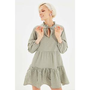 Trendyol Khaki Check Collar Dress