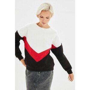Trendyol Black Color Block Basic Knitted Sweatshirt