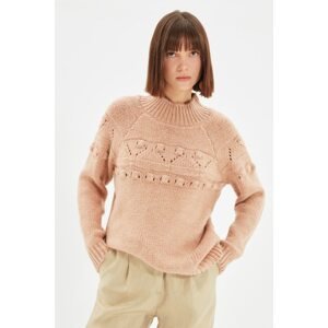 Trendyol Camel Tasseled Knitwear Sweater