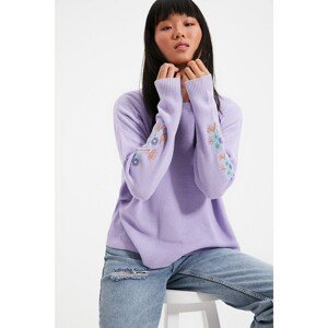Trendyol Lilac Embroidery Detailed Knitwear Sweater