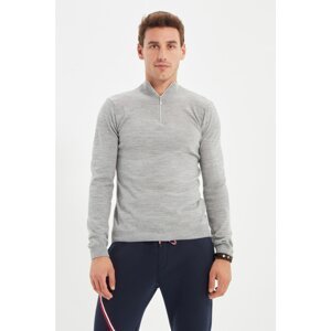 Trendyol Gray Men's Half Fisherman Slim Fit Knitwear Sweater
