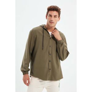 Trendyol Khaki Men Regular Fit Hooded Long Sleeve Snap Snap Shirt