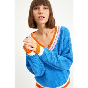 Trendyol Indigo V Neck Knitwear Sweater