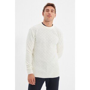 Trendyol Cream Men's Slim Fit Crew Neck Textured Knitwear Sweater