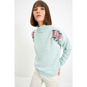 Trendyol Mint Embroidery Detailed Knitwear Sweater