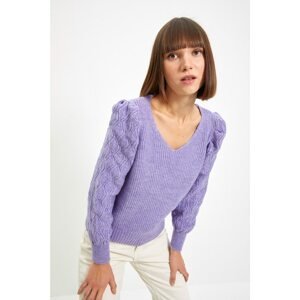 Trendyol Lilac V Neck Knitwear Sweater