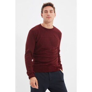 Trendyol Dark Claret Red Men's Crew Neck Slim Fit Knitwear Sweater