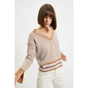 Trendyol Camel Jacquard Knitwear Sweater