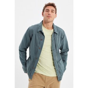 Trendyol Gray Men's Slim Fit Ribbed Denim Jacket