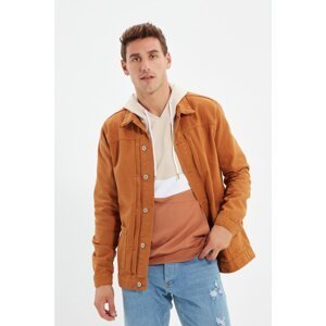 Trendyol Camel Men's Slim Fit Ribbed Denim Jacket