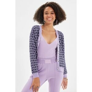 Trendyol Lilac Jacquard Knitwear Cardigan