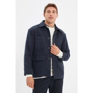 Trendyol Navy Blue Men's Multi Pocket Shirt Collar Coat