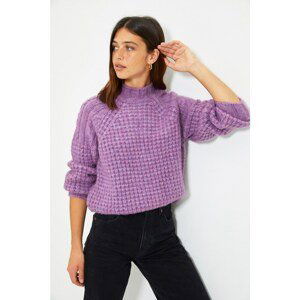 Trendyol Purple Straight Collar Knitwear Sweater