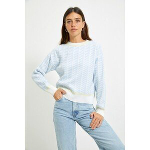 Trendyol Light Blue Crew Neck Jacquard Knitwear Sweater