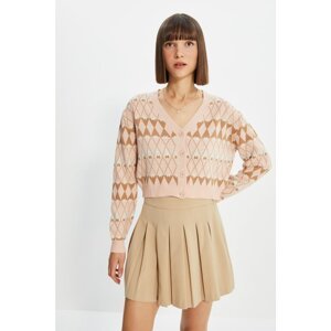 Trendyol Powder Crop Jacquard Knitwear Cardigan