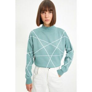 Trendyol Mint Jacquard Knitwear Sweater
