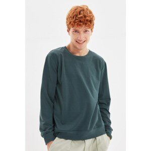 Trendyol Emerald Green Men's Regular Fit Crew Neck Long Sleeve Printed Sweatshirt