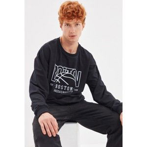 Trendyol Navy Blue Men's Oversize Crew Neck Long Sleeve Printed Sweatshirt