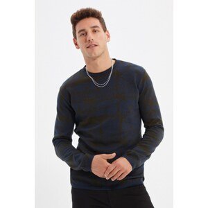 Trendyol Indigo Men's Slim Fit Crew Neck Splash Effect Sweater