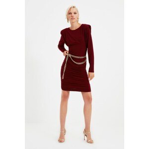 Trendyol Claret Red Wadding Shoulder Detailed Dress