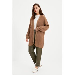 Trendyol Brown V Neck Knitwear Cardigan