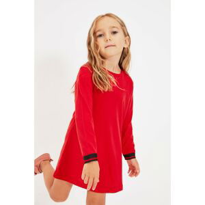 Trendyol Red Stripe Detailed Girl Knitted Dress