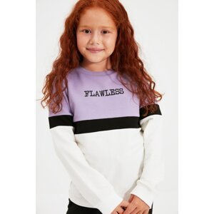 Trendyol Lilac Color Block Girl Knitted Slim Sweatshirt