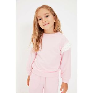 Trendyol Pink Embroidered Girl Knitted Slim Sweatshirt