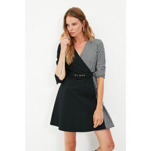 Trendyol Black Belted Double Breasted Collar Dress