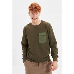 Trendyol Khaki Men Regular Fit Crew Neck Pocket Sweatshirt