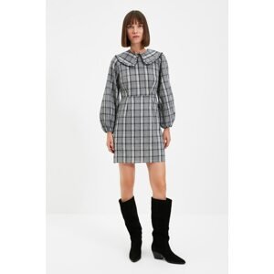 Trendyol Black Collar Detailed Plaid Dress