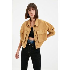 Trendyol Camel Pocket Detailed Denim Jacket