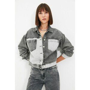 Trendyol Anthracite Color Block Denim Jacket