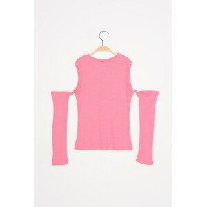 Trendyol Pink Finger Detailed Ribbed Knitted Blouse