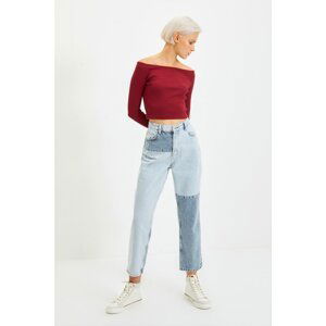 Trendyol Light Blue Color Block High Waist Mom Jeans