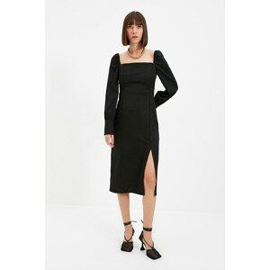 Trendyol Black Slit Square Collar Dress