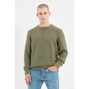 Trendyol Khaki Men's Regular Fit Crewneck Textured Knitwear Sweater