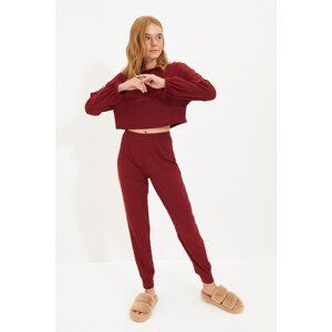 Trendyol Claret Red Camisole Knitted Pajamas Set