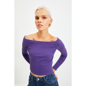 Trendyol Purple Carmen Collar Knitted Blouse
