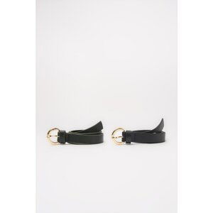 Trendyol Black-Khaki Buckled Belt